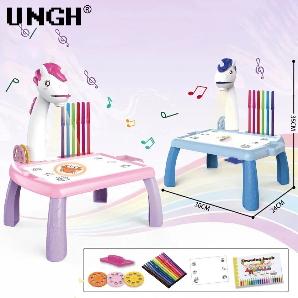 ✨GlowDraw Kids – LED Projector Drawing Table✨