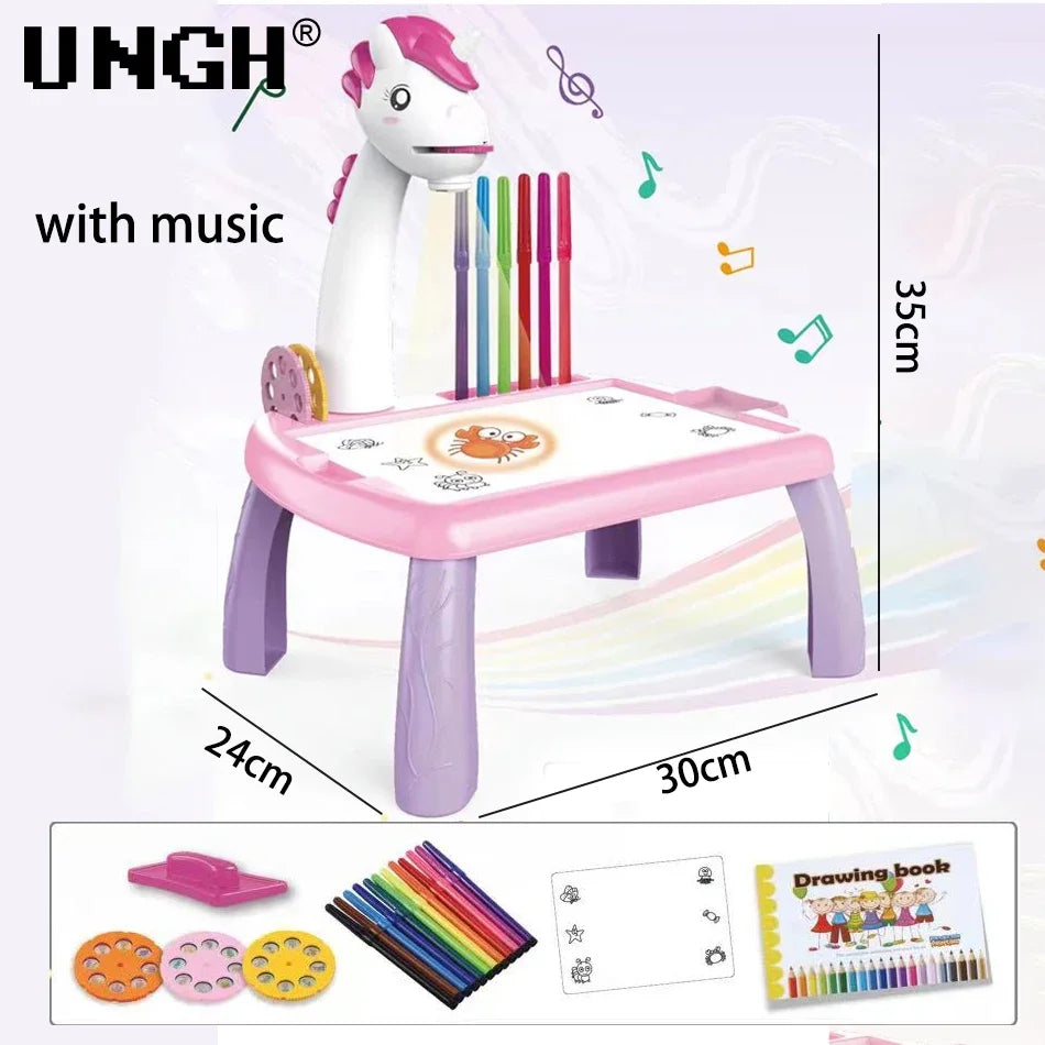 ✨GlowDraw Kids – LED Projector Drawing Table✨