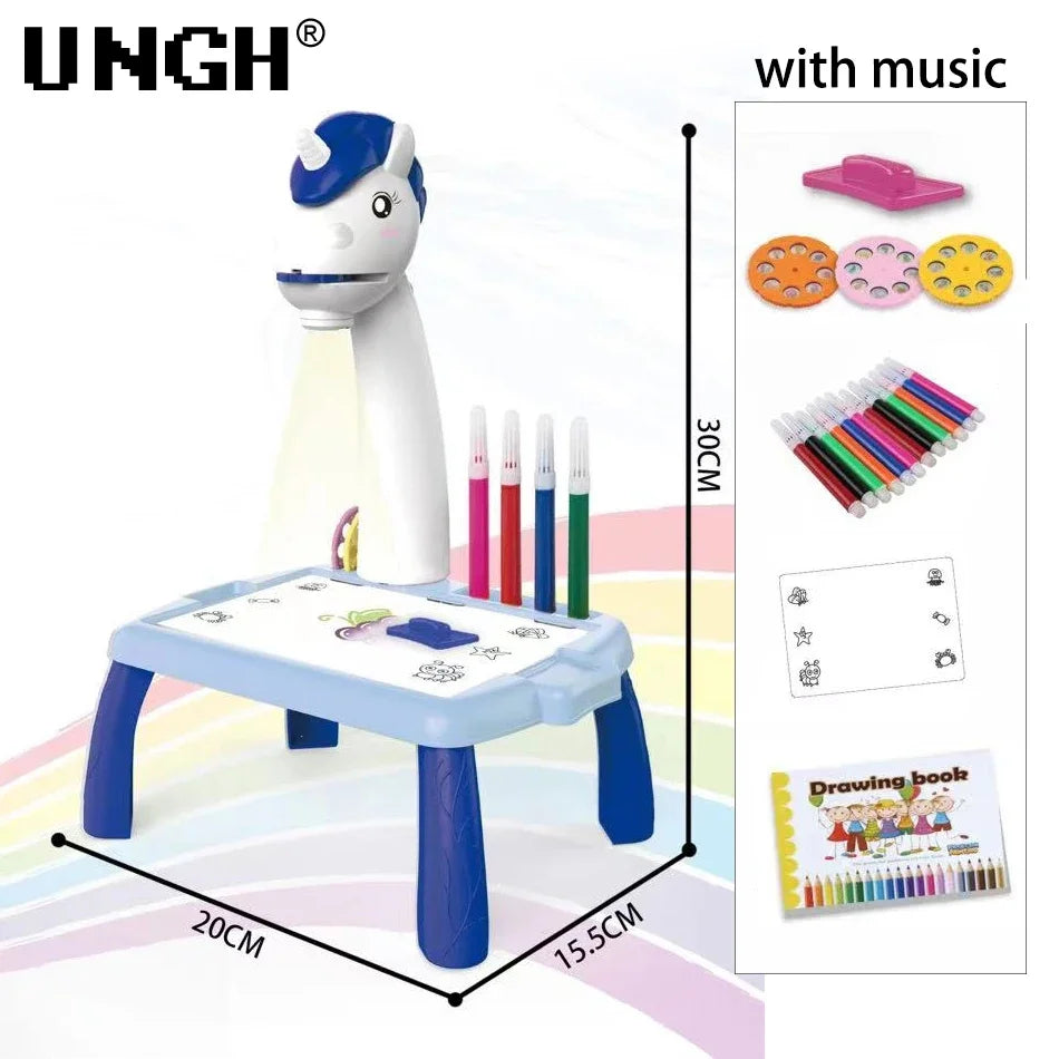 ✨GlowDraw Kids – LED Projector Drawing Table✨