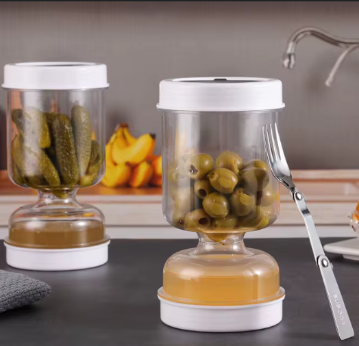 Airtight Olive Flip and Pickle Strainer Jar