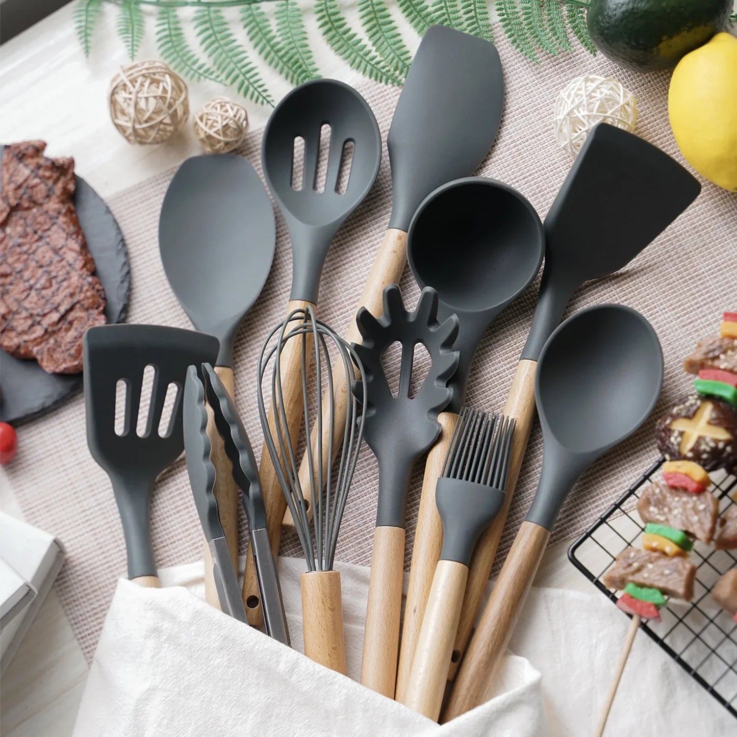 🍽Gourmet Touch – Silicone Kitchen Utensil Set (12 Pieces)